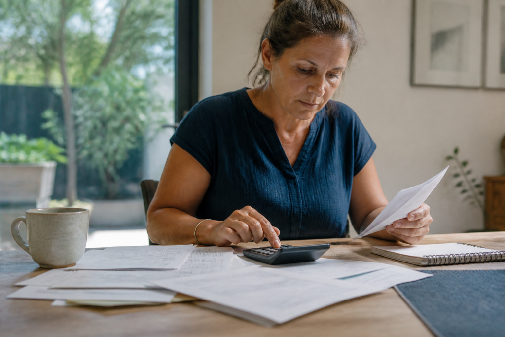 Tableau calculant remboursement avec chiffres et calendrier