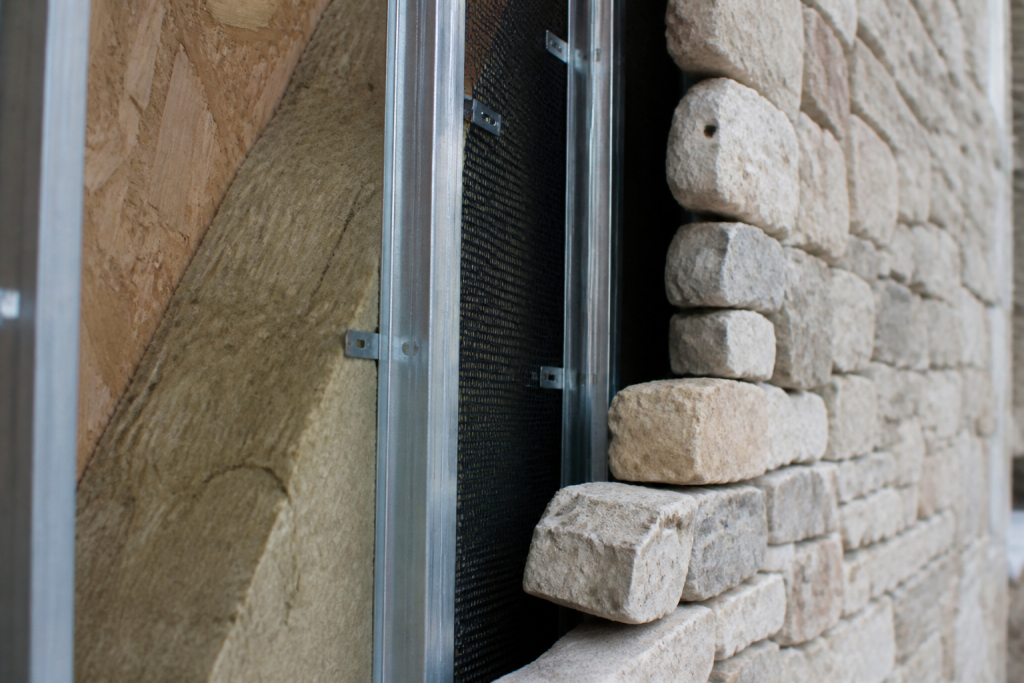 Ossature metallique bois isolant mur pierre ventilation