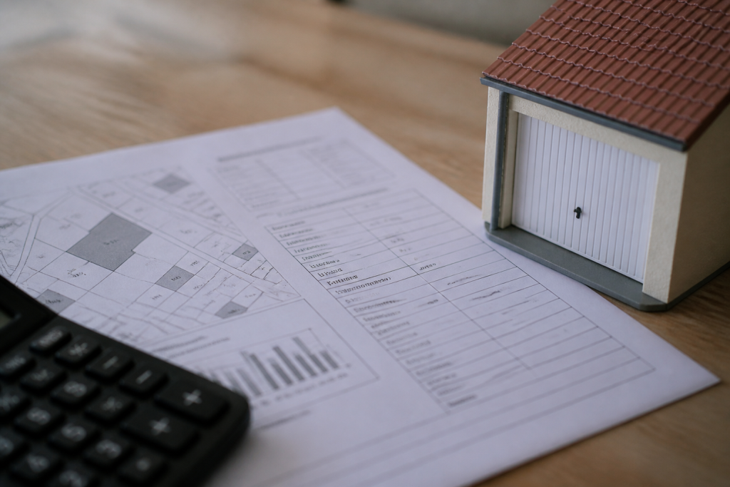 Document cadastral montrant valeur locative garage avec calcul fiscal